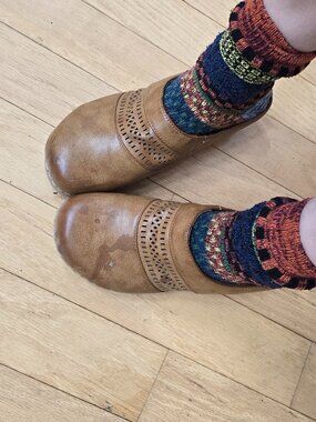 whimsy tan brown cottagecore platform clogs | WMS 7.5